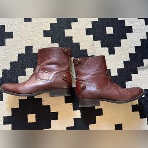 Frye Brown Ankle Boots with Distressed Leather Finish